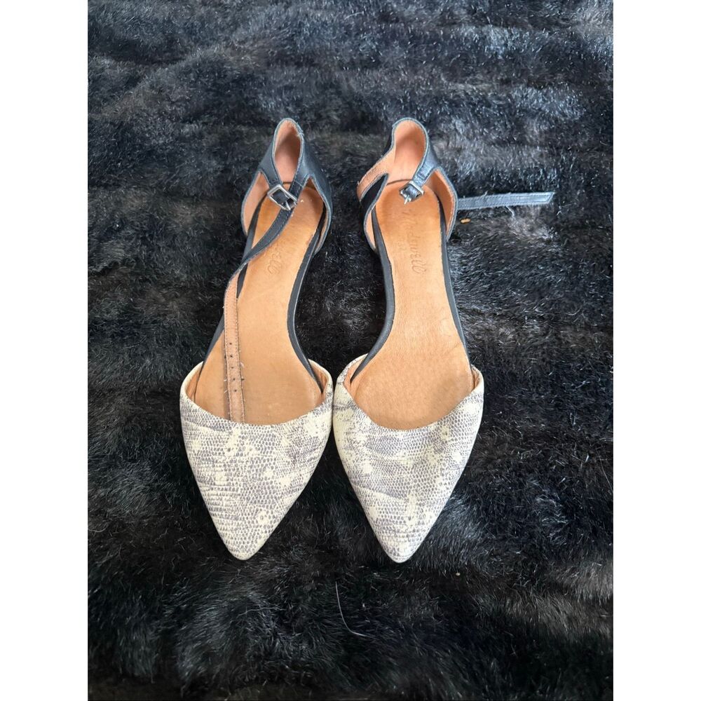 Madewell 1937 Leather Sandal Shoe Pointy Toe 6 Ankle Strap Flats snakeskin